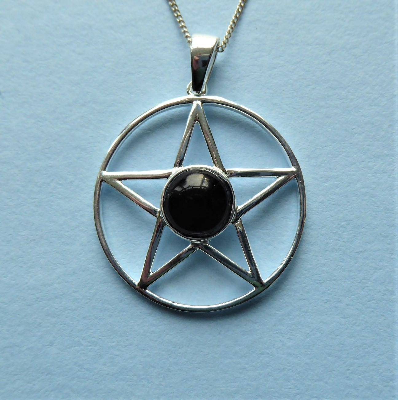 Whitby Jet And Sterling Silver Pentagram Pendant