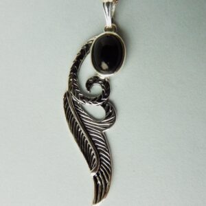 Whitby Jet and Sterling Silver Angel's Wing Pendant