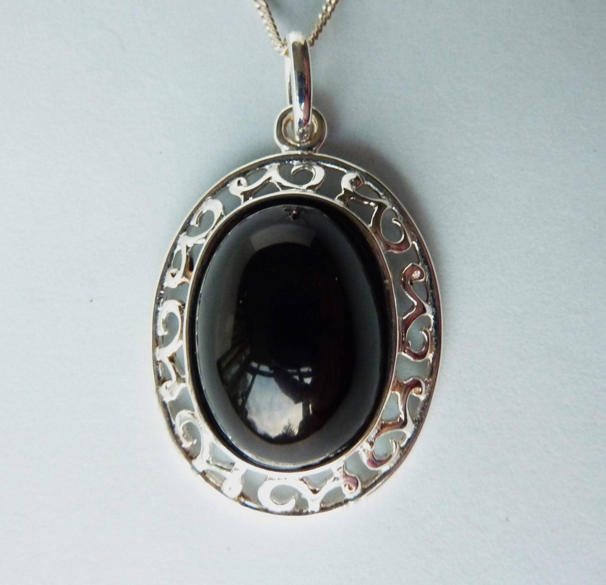 Whitby Jet And Sterling Silver Pendant