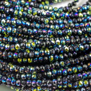 3.5-4mm Crystal Rondelle 1 Or 2 Or 5 Or 10 Strands- 13 Inch Strand- Jet Ab