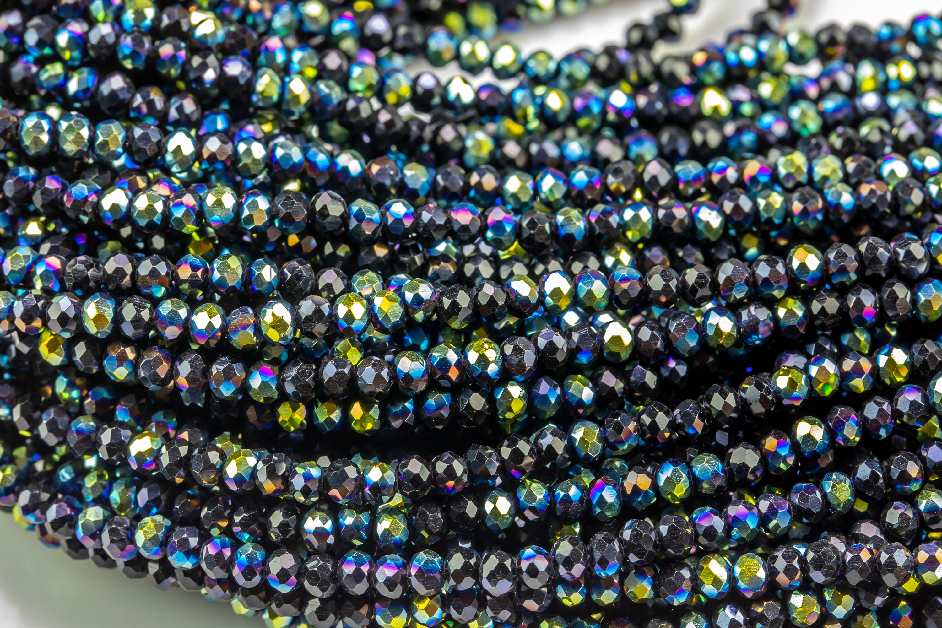 3.5-4mm Crystal Rondelle 1 Or 2 Or 5 Or 10 Strands- 13 Inch Strand- Jet Ab