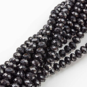 4mm 6mm 8mm 10mm - Jet Color Rondelle-5 Or 10 Strand