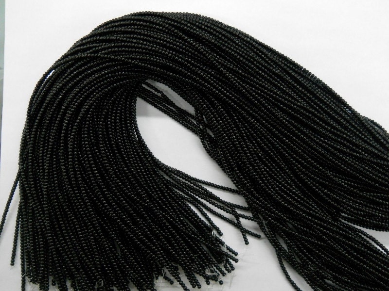 3mm Round Jet Beads, 15.5 Inch