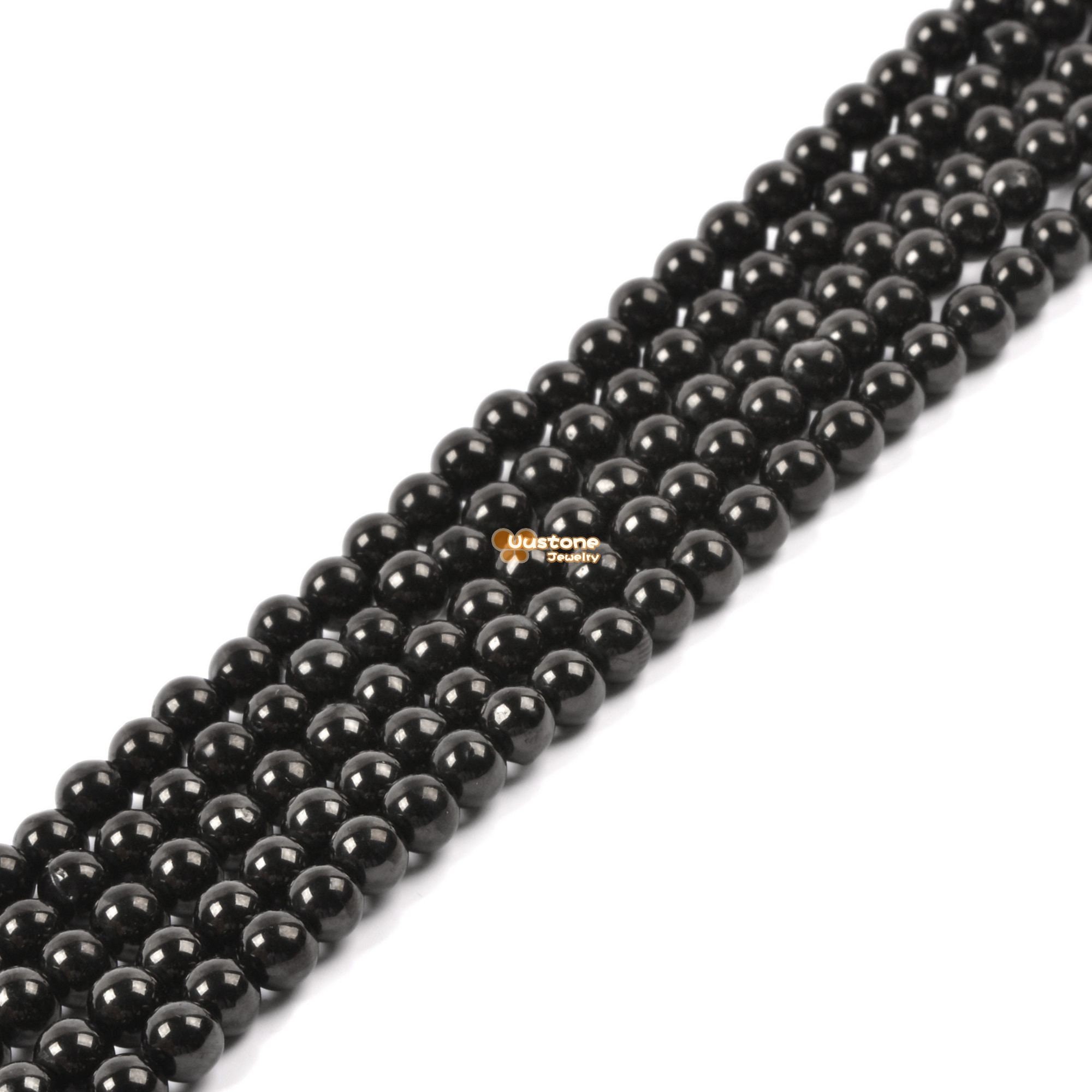 4mm Natural Black Jet Lignite Round Ball Loose Beads Diy Jewelry Making Strand 15.5-16"