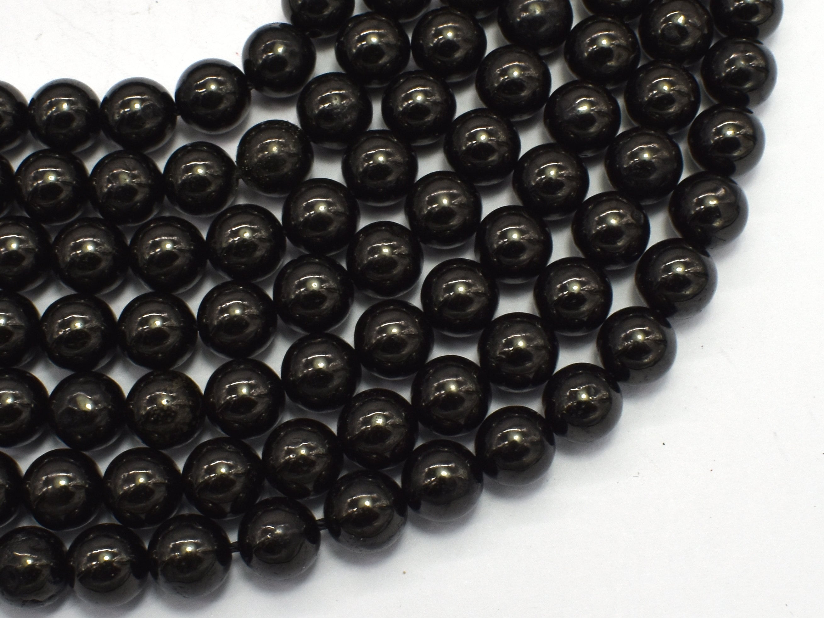 Jet 8mm Round Beads, 15 Inch, Approx. 45 Beads, Hole 1mm (289054002)