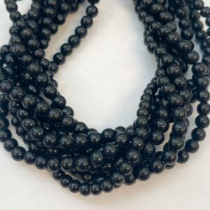 Black Jet 5mm 6mm Round Gemstone Bead- -15.5 inch strand- Black Jet 5mm 6mm Round Gemstone Bead- -15.5 inch strand-