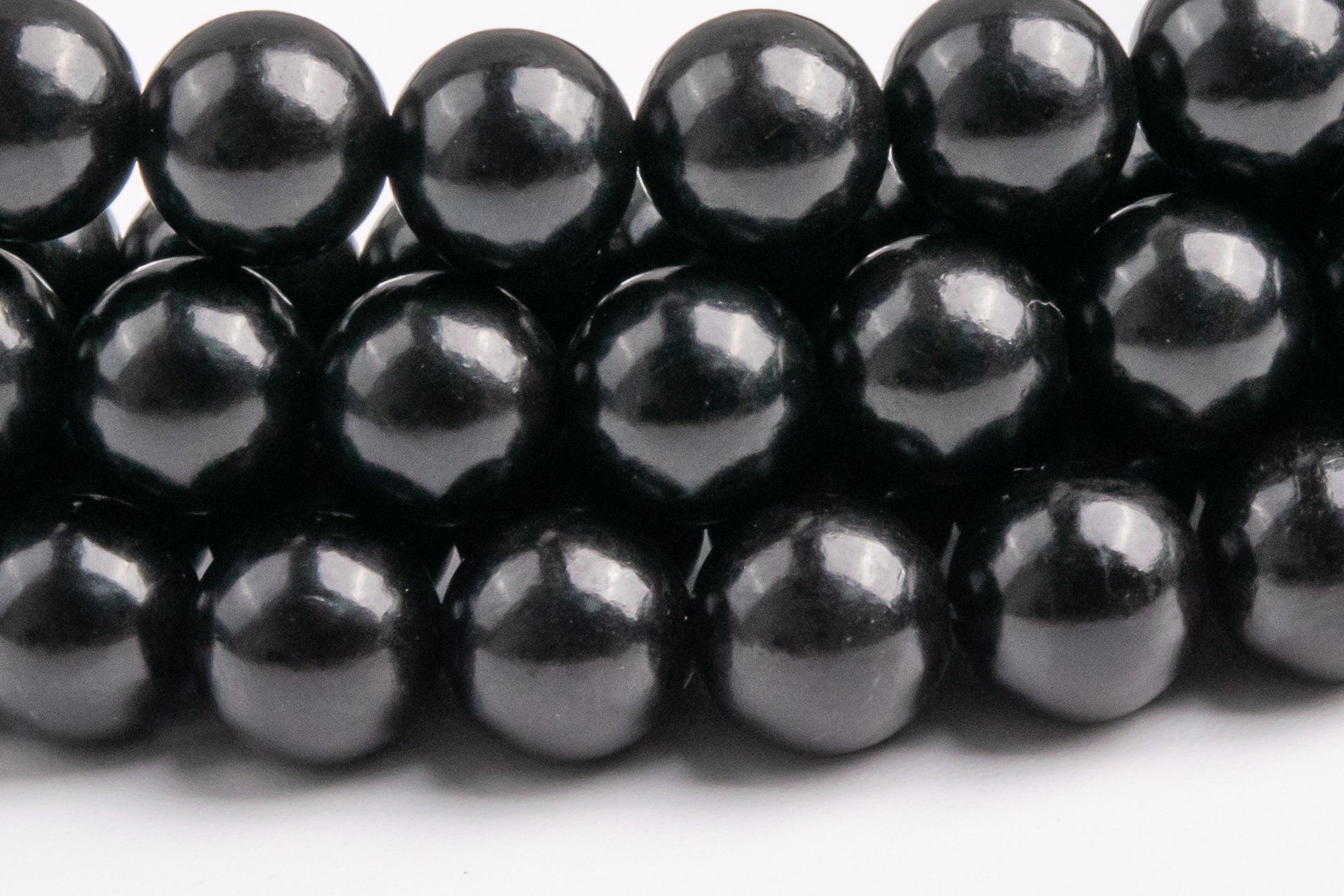 Genuine Natural Jet Gemstone Beads 8mm Black Round Aaa Quality Loose Beads (118781)