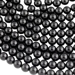 Natural Real  Jet Beads 6mm 8mm 10mm 12mm Round Beads AAA Quality  Gemstones 16" Strand AAA Quality Gemstone Beads