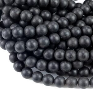 Natural Real Matte Jet Beads 6mm 8mm 10mm 12mm Round Beads AAA Quality  Gemstones 16" Strand AAA Quality Gemstone Beads