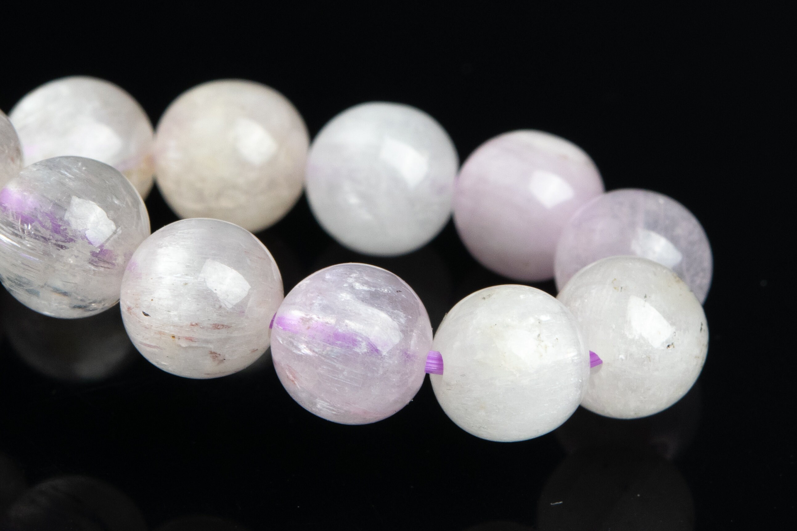 7-8mm Kunzite Beads Faint Purple Bracelet Brazil Grade Aa Genuine Natural Round Gemstone 7" (120079h-2826)