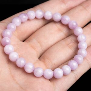 7-8mm Kunzite Beads Purple Pink Bracelet Grade Aaa Genuine Natural Round Gemstone 7" (118863h-2590)