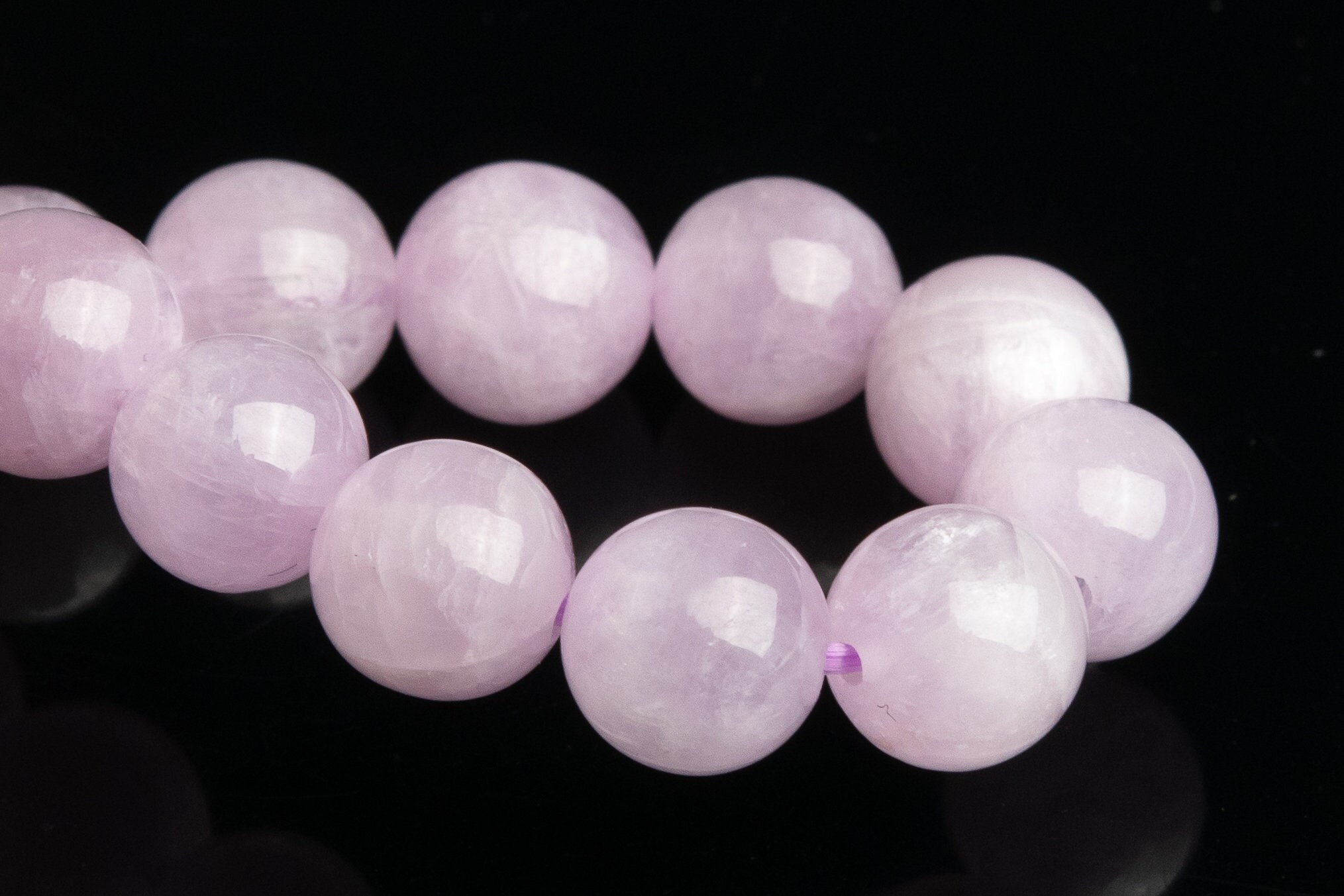 7-8mm Kunzite Beads Purple Pink Bracelet Grade Aaa Genuine Natural Round Gemstone 7" (118866h-2590)