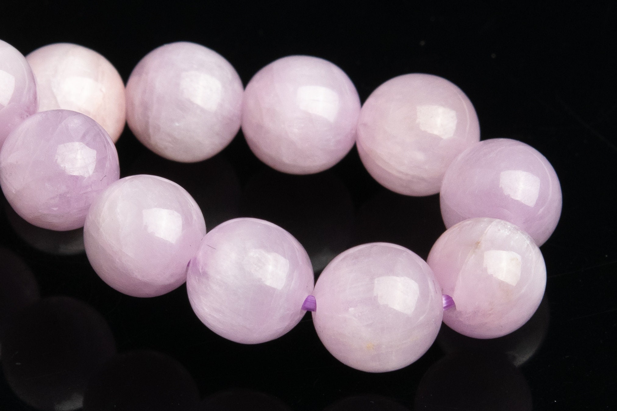 7-8mm Kunzite Beads Purple Pink Bracelet Grade Aa+ Genuine Natural Round Gemstone 7" (118864h-2590)