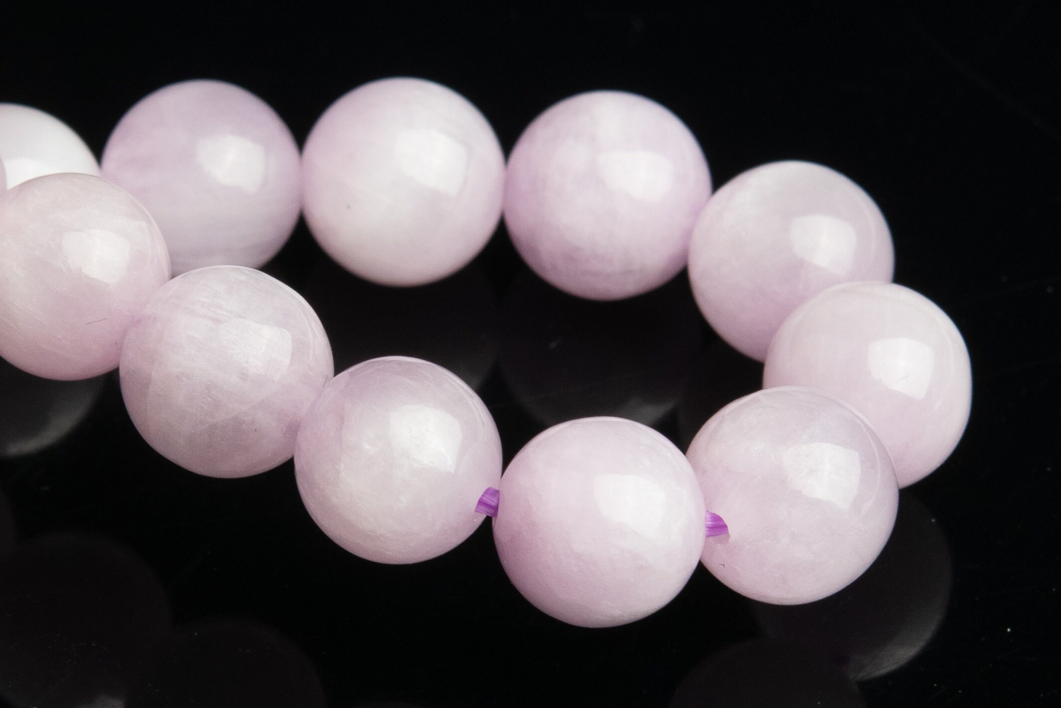 7-8mm Kunzite Beads Light Purple Pink Bracelet Grade Aa Genuine Natural Round Gemstone 7" (118865h-2590)