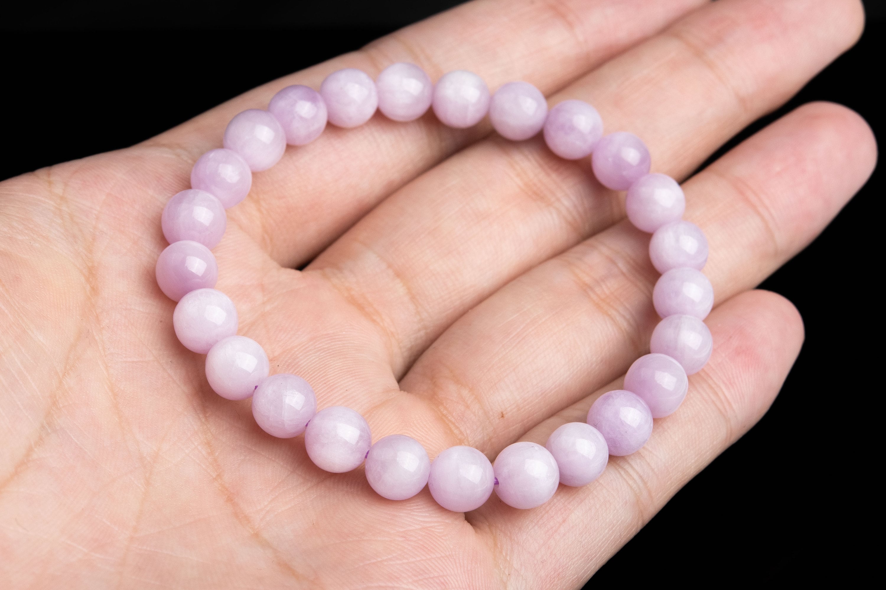 7-8mm Kunzite Beads Purple Pink Bracelet Grade Aaa Genuine Natural Round Gemstone 7" (118863h-2590)