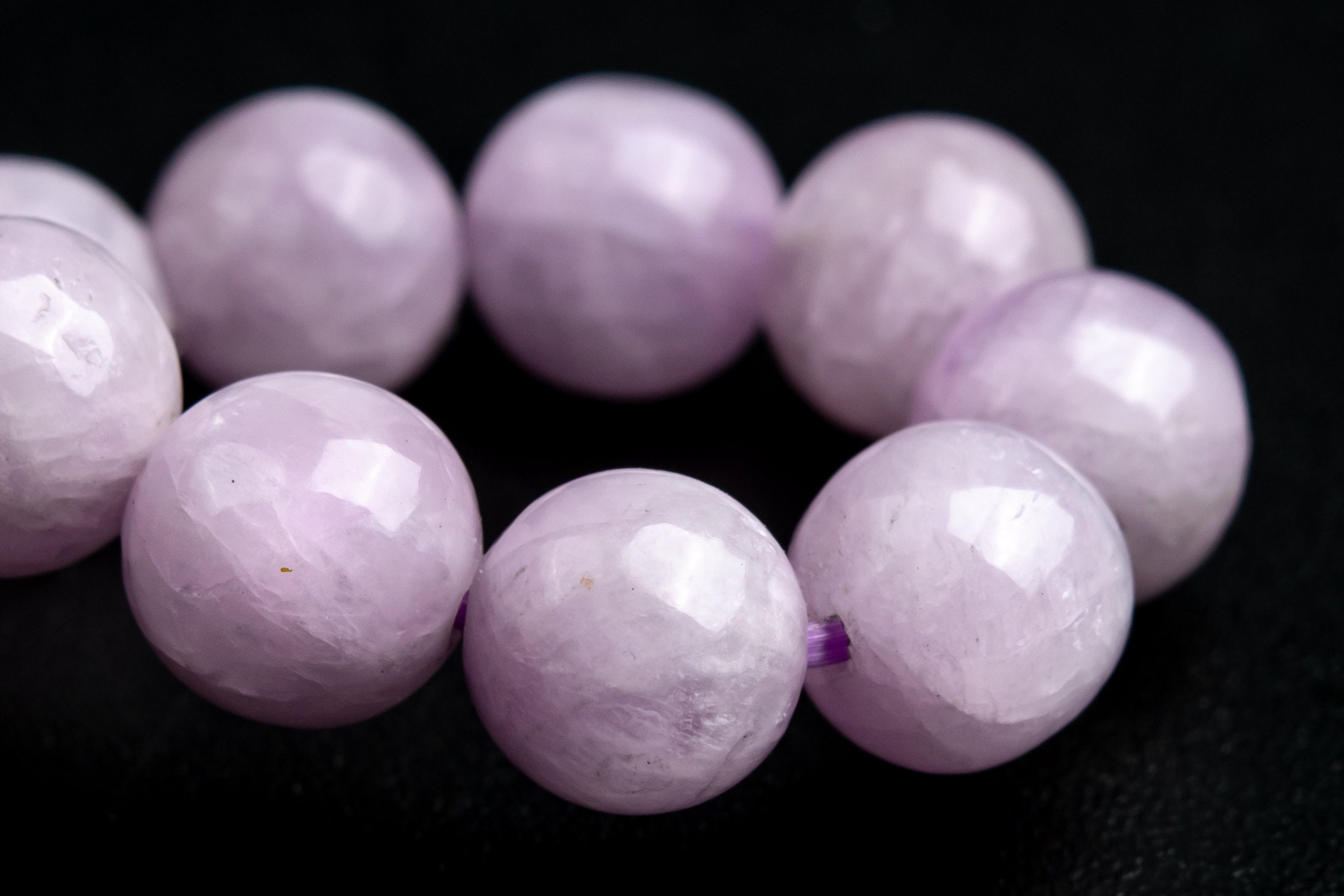7-8mm Kunzite Purple Beads Bracelet Grade Aa Genuine Natural Round Gemstone 7" (124334h-232)