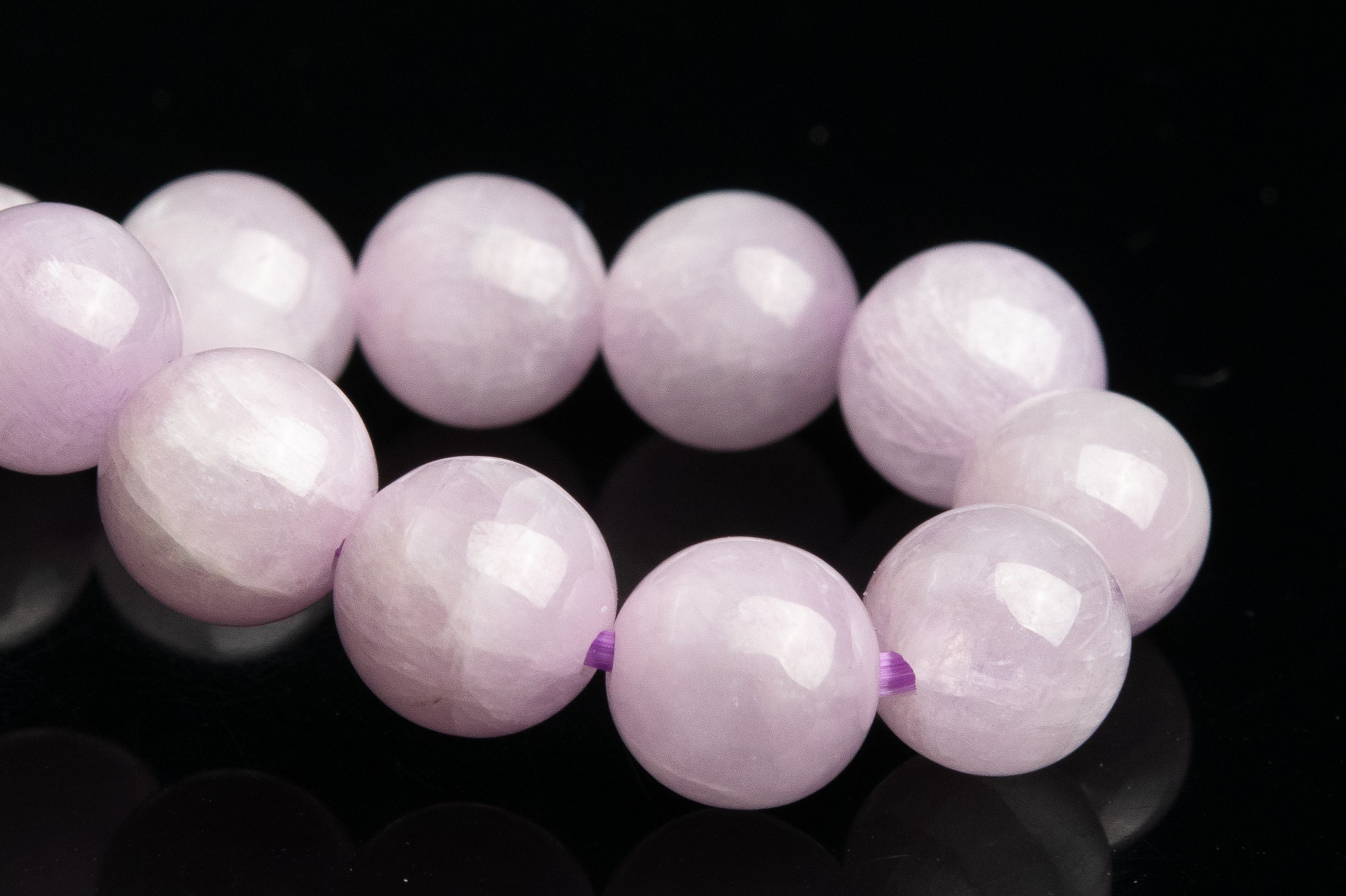 7mm Kunzite Beads Purple Pink Bracelet Grade Aaa Genuine Natural Round Gemstone 7" (118869h-2590)