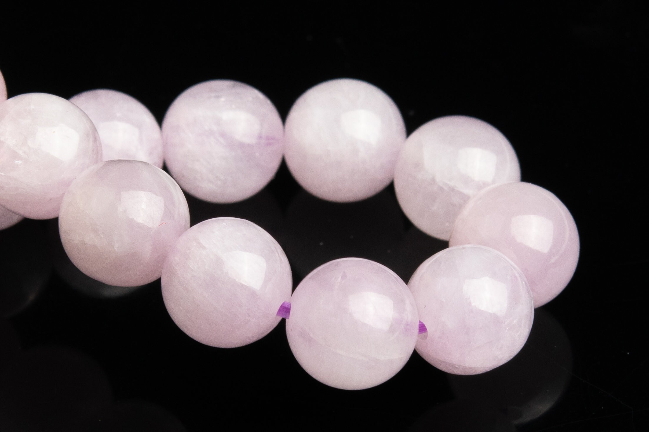 8-9mm Kunzite Beads Light Purple Pink Bracelet Grade Aa Genuine Natural Round Gemstone 7" (118857h-2590)