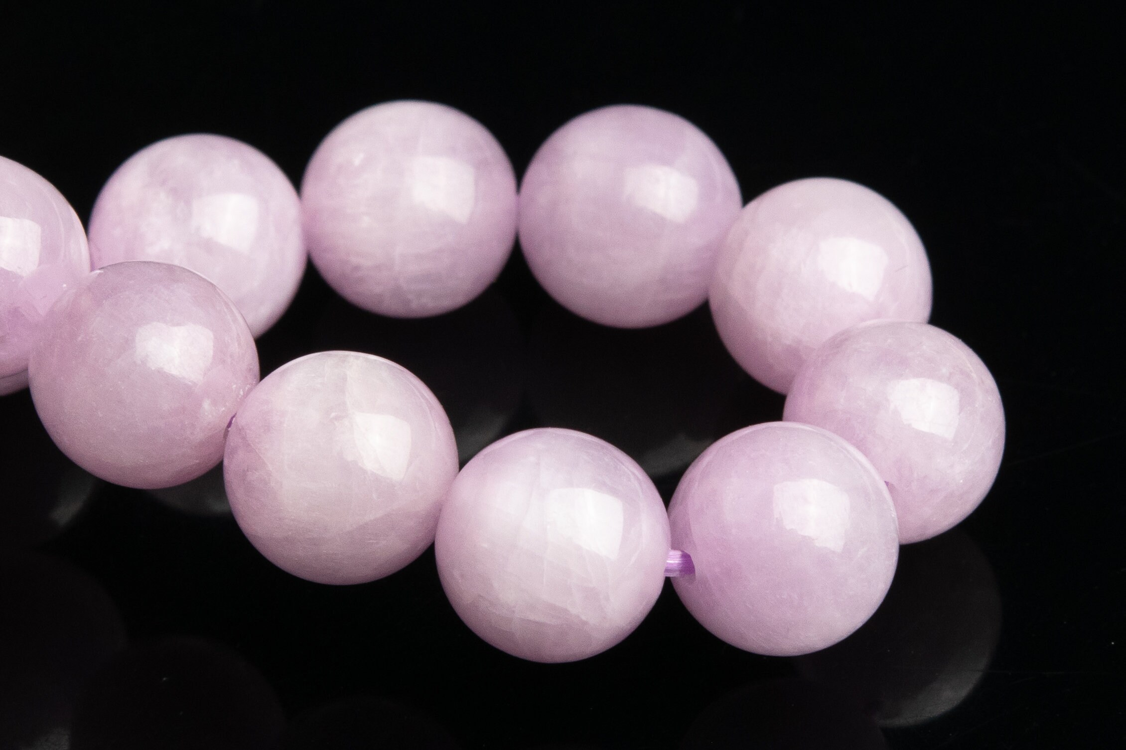 8-9mm Kunzite Beads Purple Pink Bracelet Grade Aaa Genuine Natural Round Gemstone 7" (118852h-2590)
