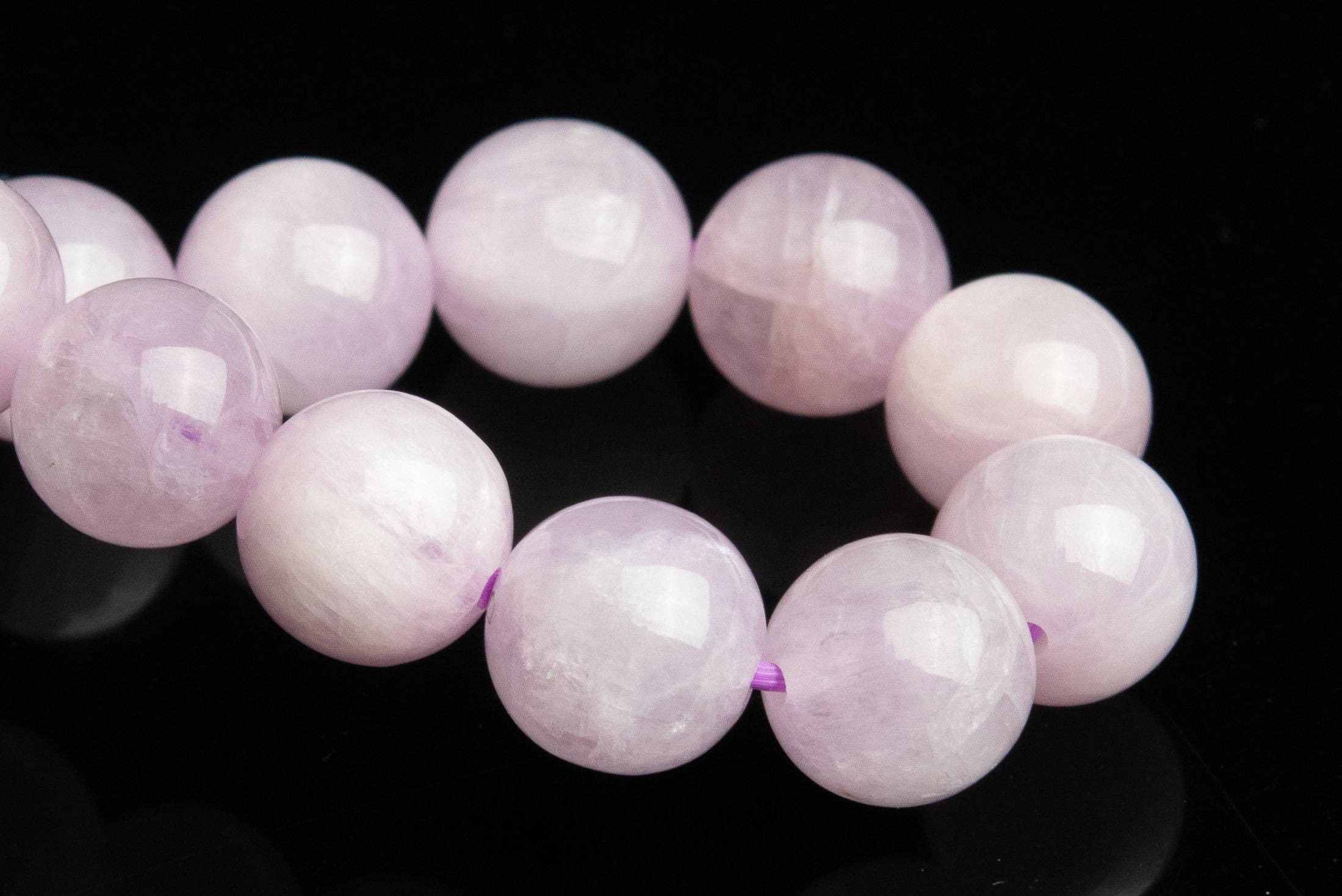 8-9mm Kunzite Beads Light Purple Pink Bracelet Grade Aa+ Genuine Natural Round Gemstone 7" (118855h-2590)
