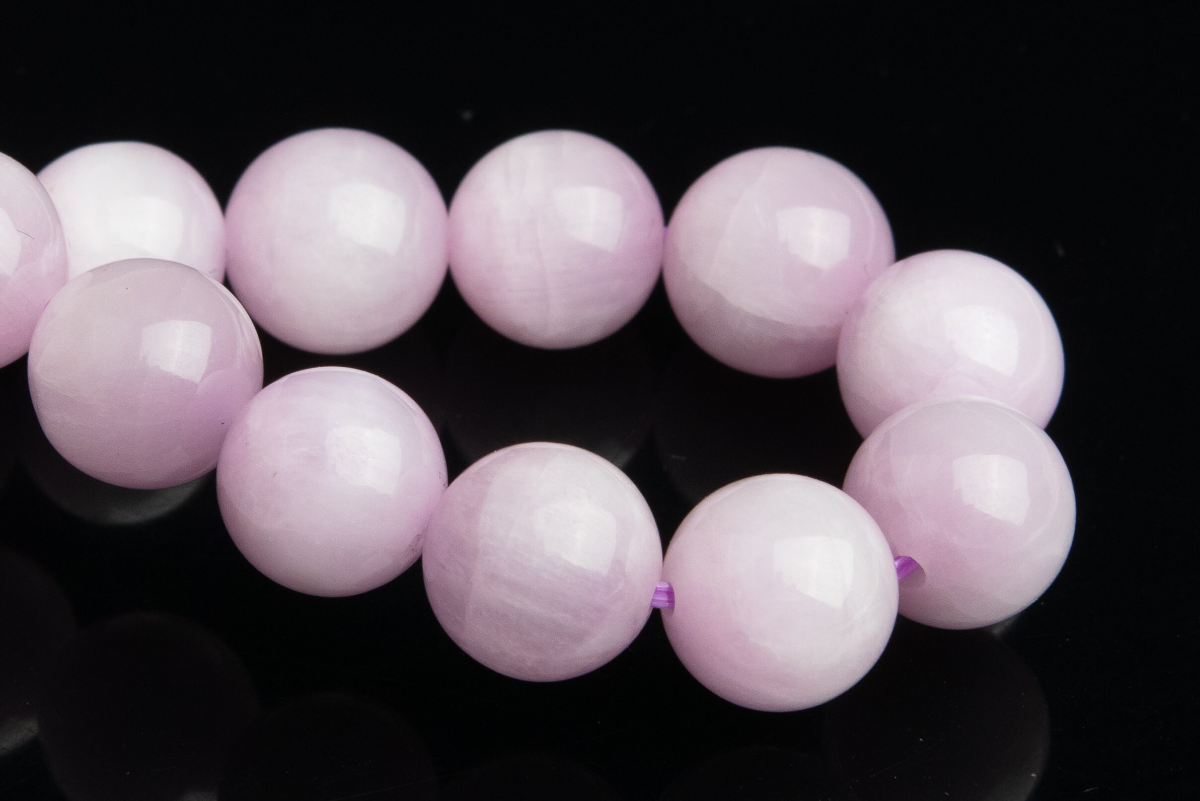 8-9mm Kunzite Beads Purple Pink Bracelet Grade Aa+ Genuine Natural Round Gemstone 7.5" (118851h-2590)