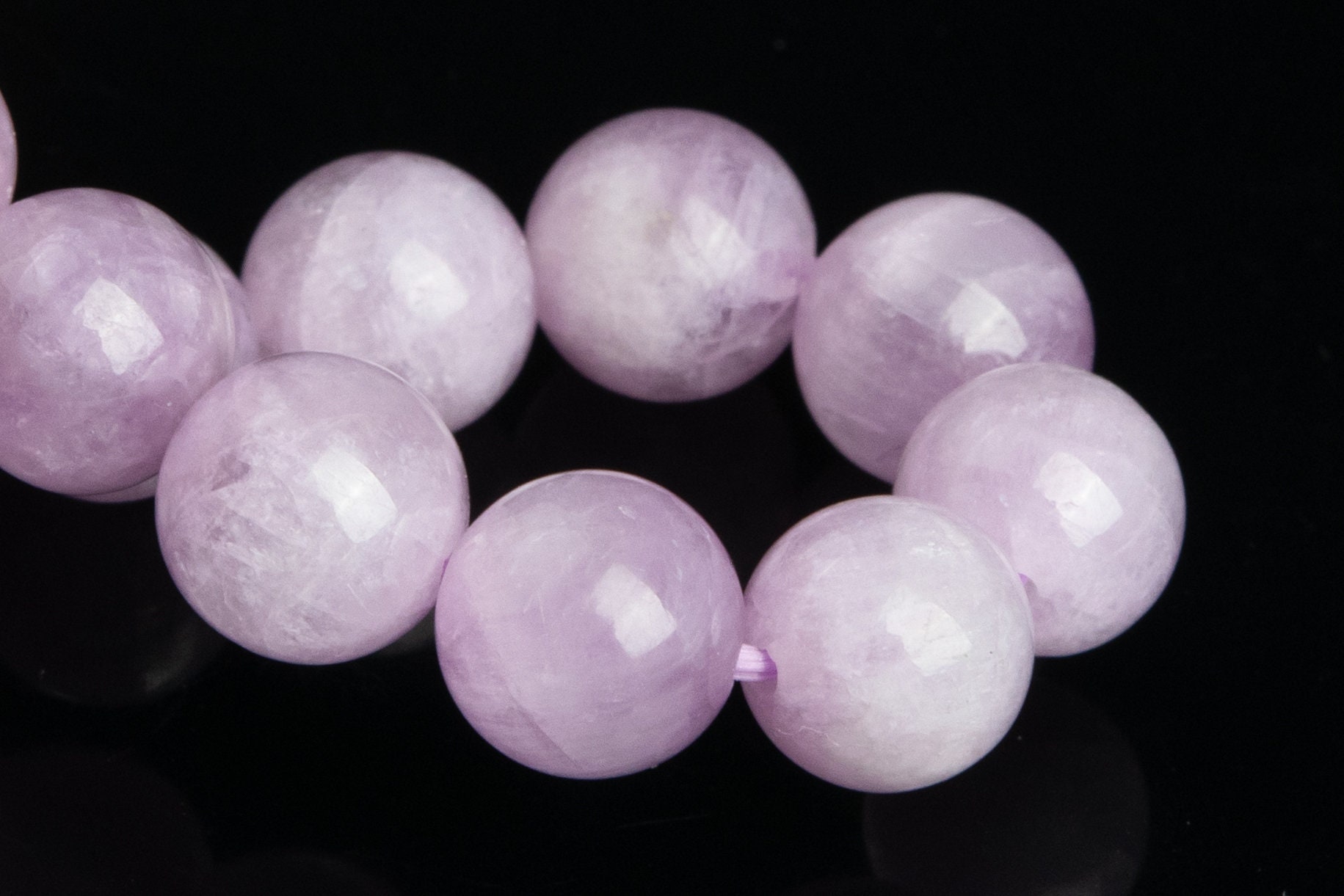 8-9mm Kunzite Beads Purple Pink Bracelet Grade Aaa Genuine Natural Round Gemstone 7" (121386h-2802)