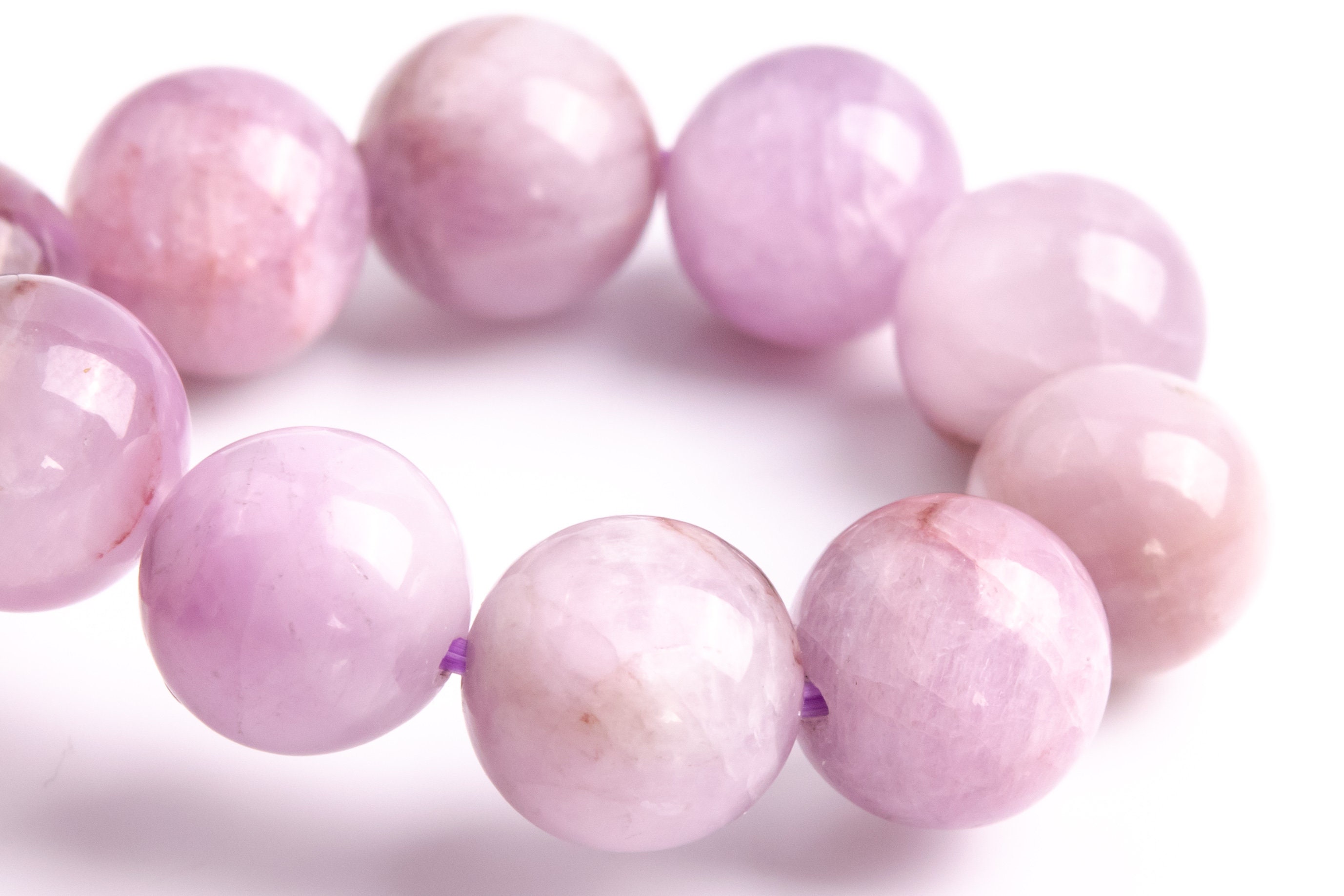 9-10mm Kunzite Beads Purple Pink Bracelet Brazil Grade A Genuine Natural Round Gemstone 8" (118021h-4001)