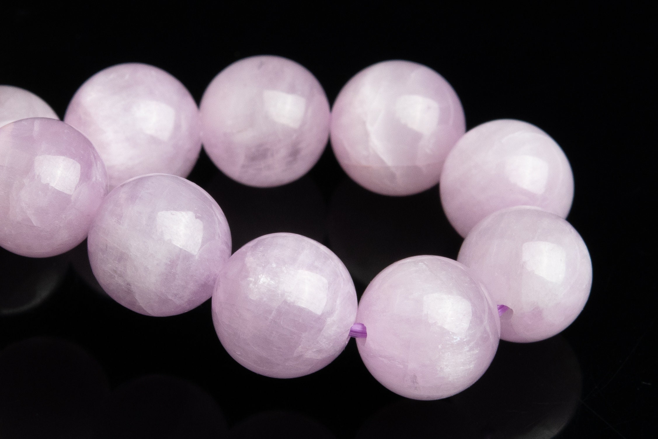 9mm Kunzite Beads Purple Pink Bracelet Grade Aaa Genuine Natural Round Gemstone 7.5" (118845h-2590)