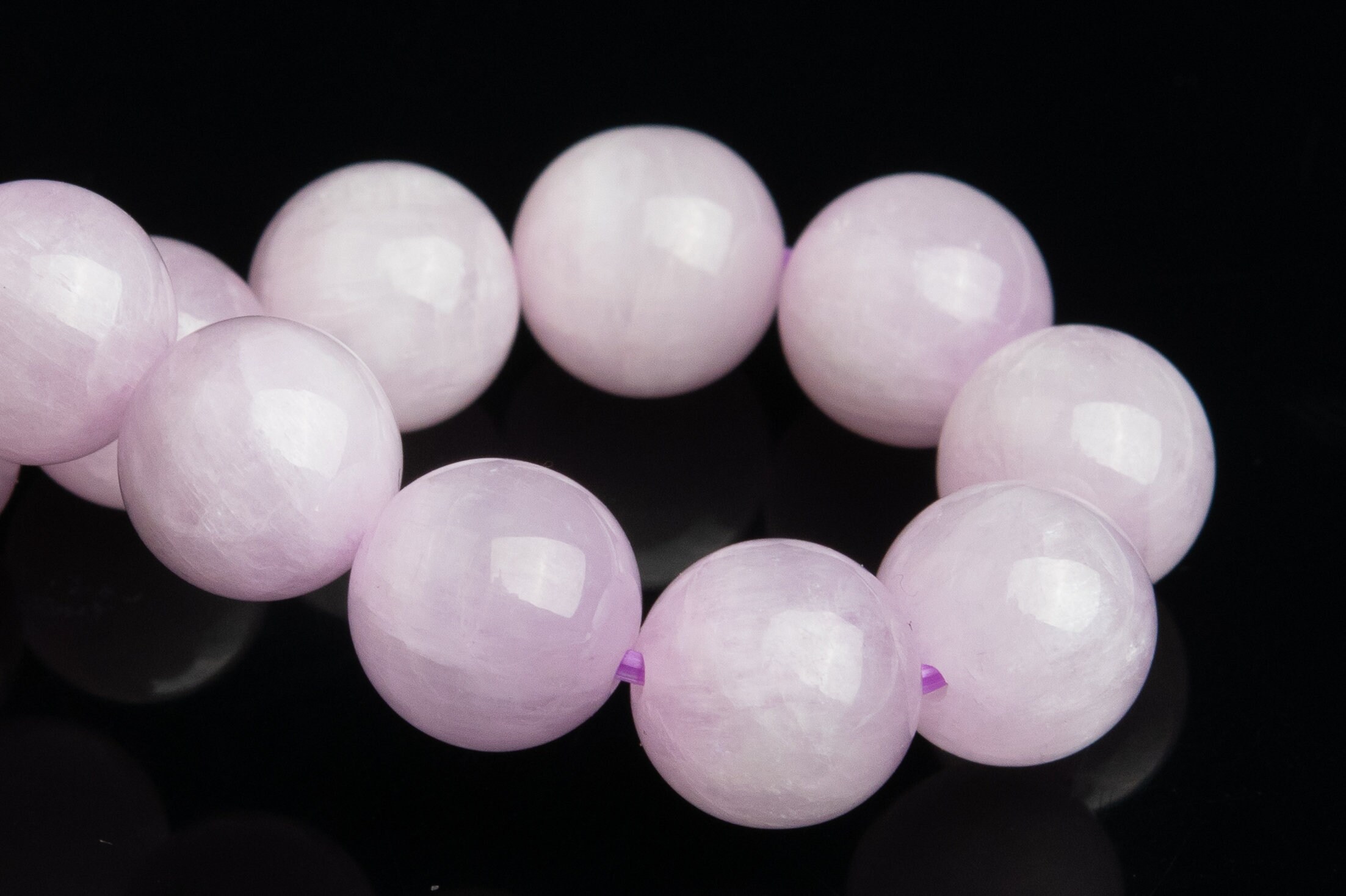 9mm Kunzite Beads Purple Pink Bracelet Grade Aaa Genuine Natural Round Gemstone 7.5" (118847h-2590)