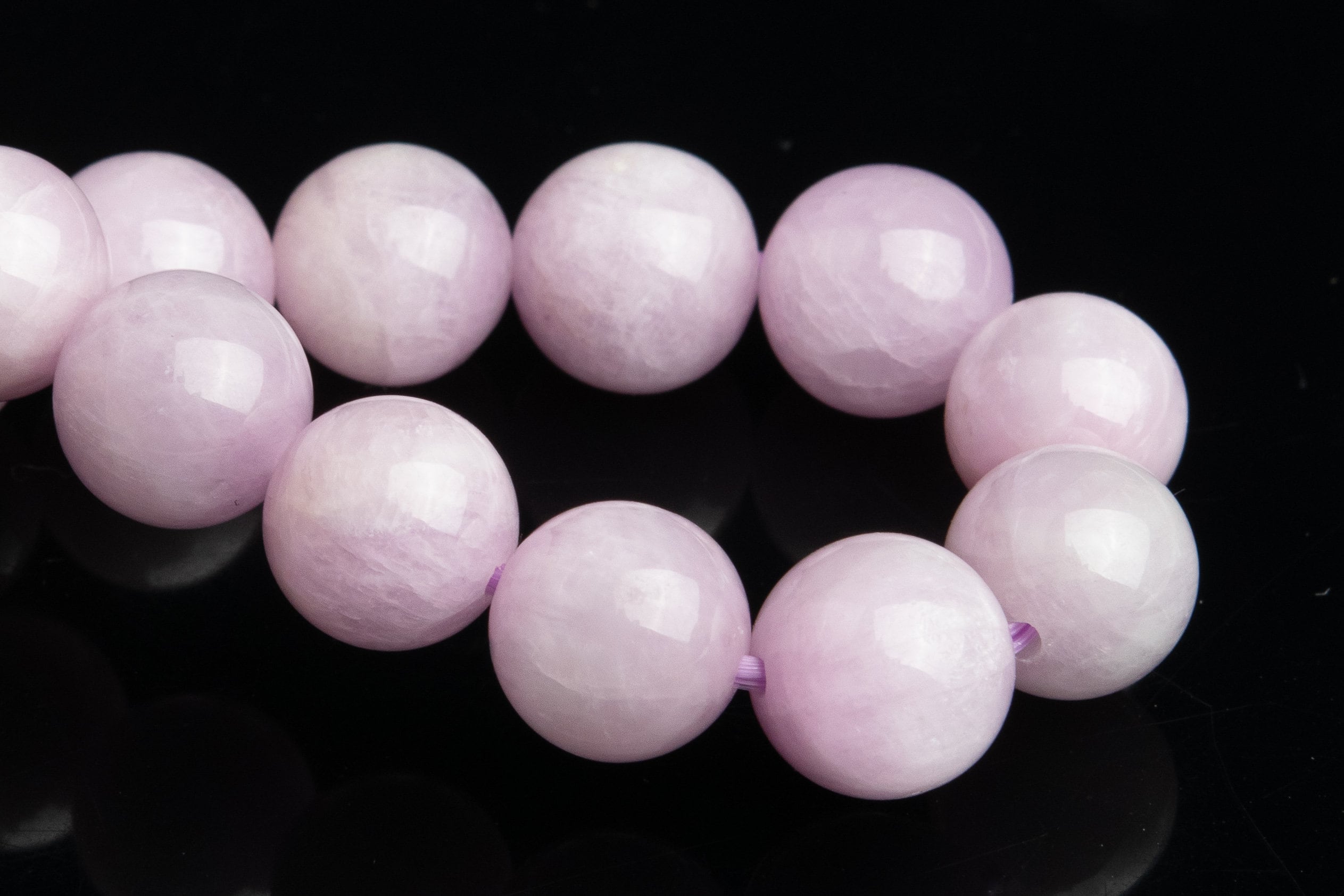 9mm Kunzite Beads Purple Pink Bracelet Grade Aa+ Genuine Natural Round Gemstone 7.5" (118846h-2590)