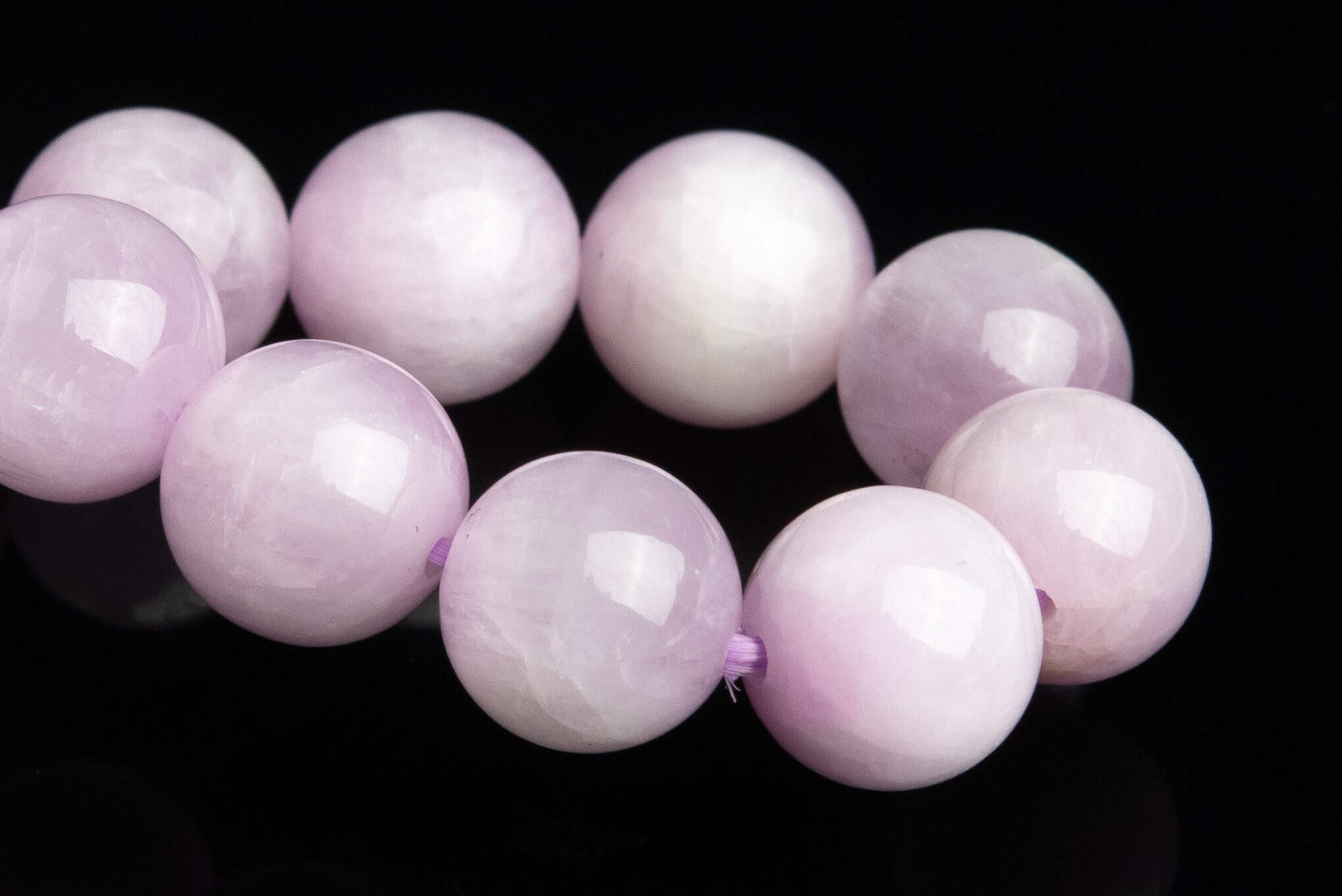 9mm Kunzite Beads Purple Pink Bracelet Grade Aa Genuine Natural Round Gemstone 7.5" (118848h-2590)