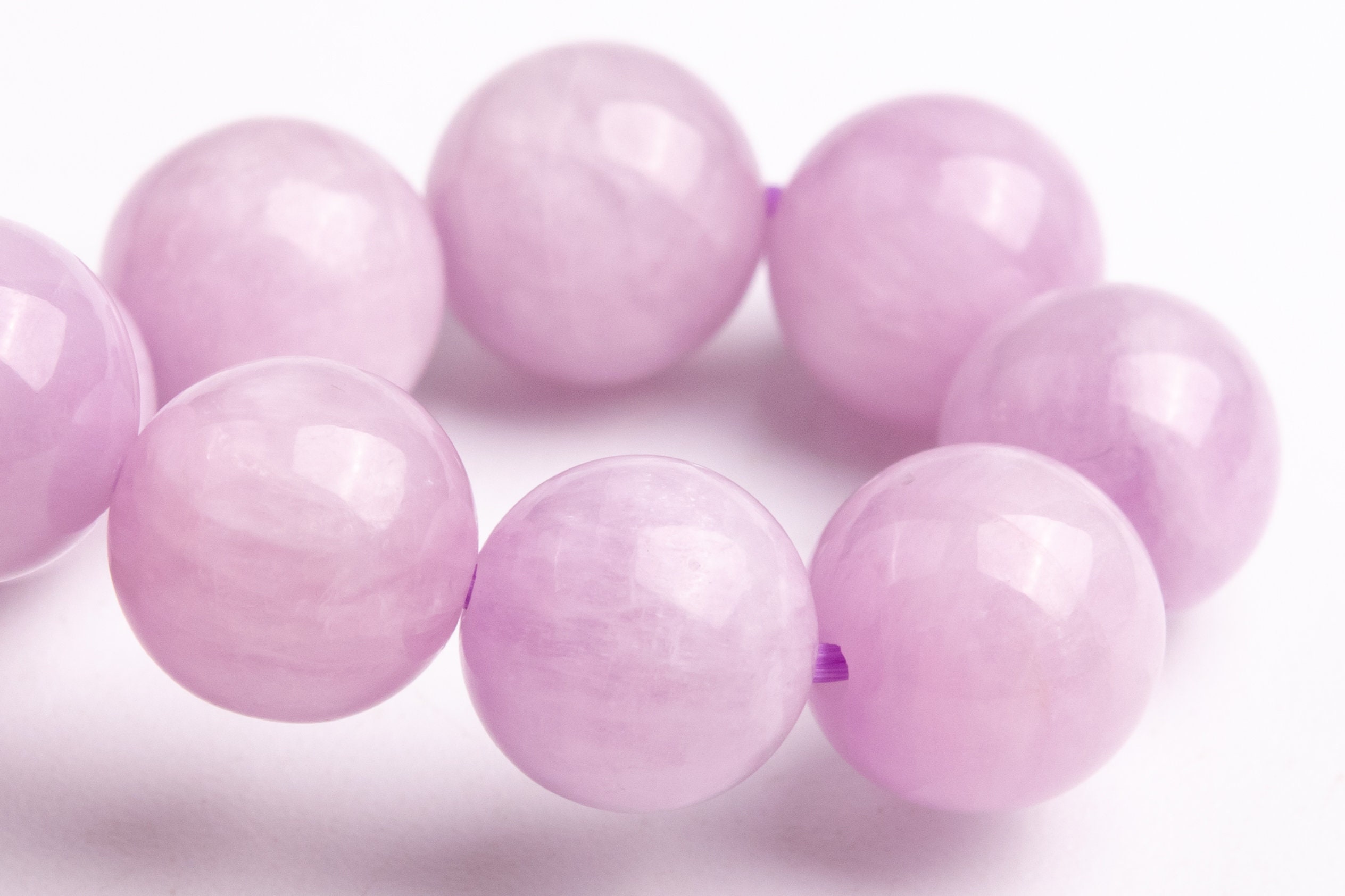 9mm Kunzite Beads Purple Pink Bracelet Grade Aa+ Genuine Natural Round Gemstone 7.5" (118842h-2589)