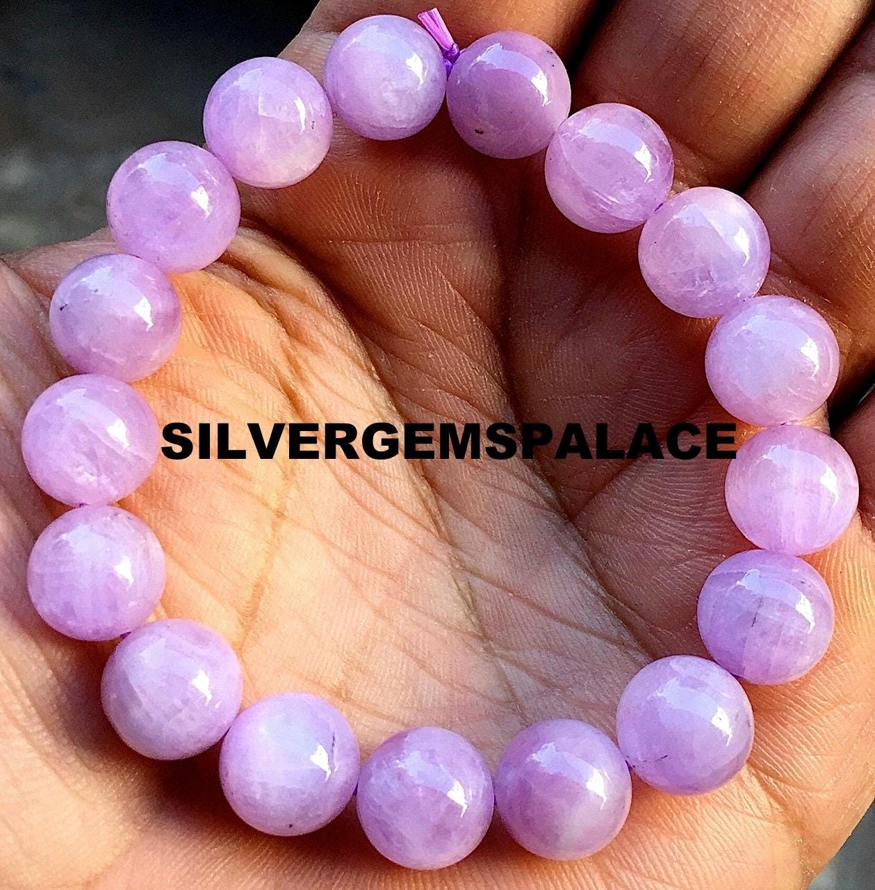 Aaa+ Natural Kunzite Bracelet: 11mm Round Gemstone Beads, Healing Energy Aaa+ Natural Kunzite Bracelet: 11mm Round Gemstone Beads, Healing Energy