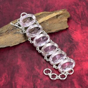 Dainty Pink Kunzite Bracelet, 925 Sterling Silver Bracelet, Adjustable Chain Bracelet Gemstone Bracelet, Handmade Jewelry, Anniversary Gift