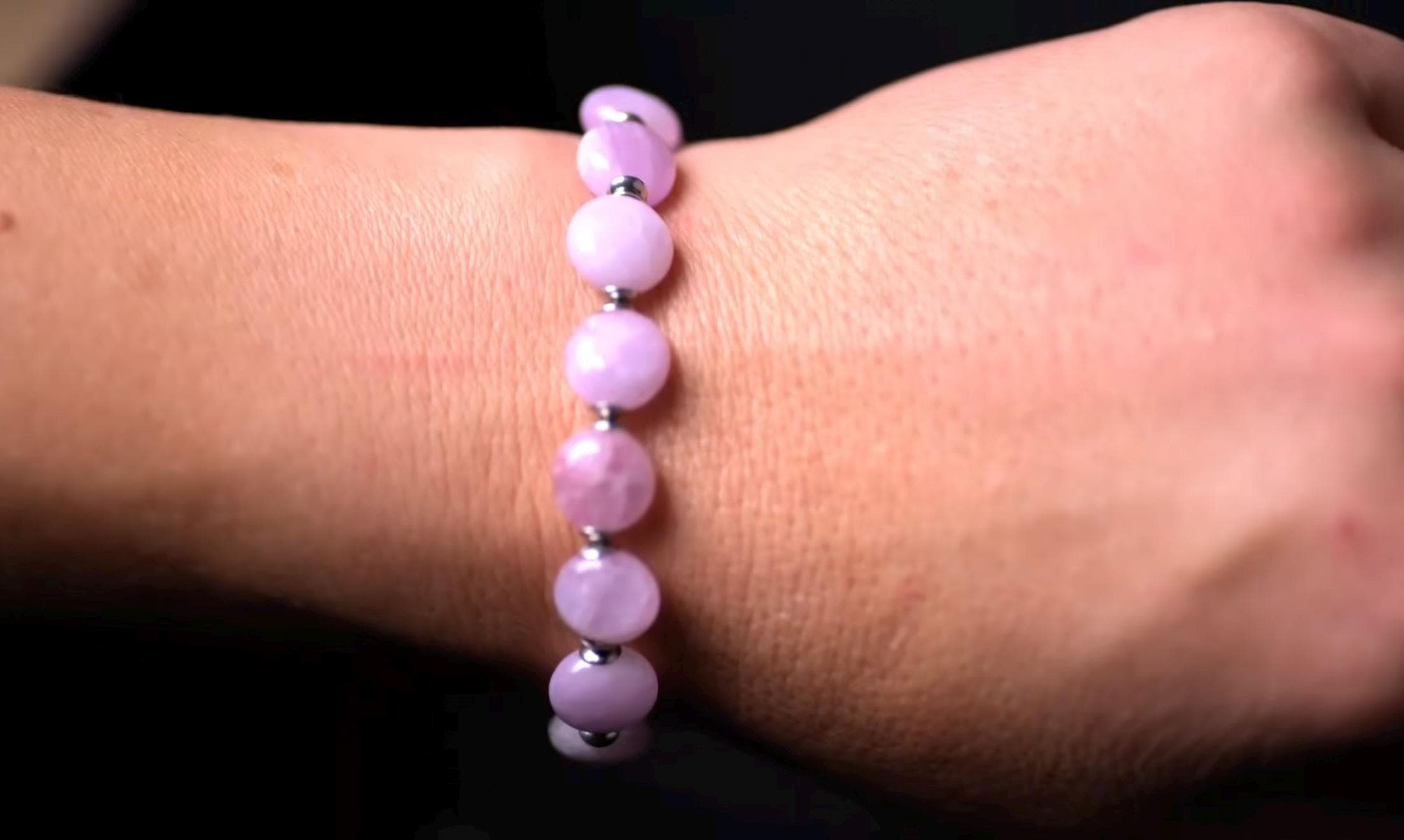 Genuine Kunzite Coins Gemstone Stretch Bracelet