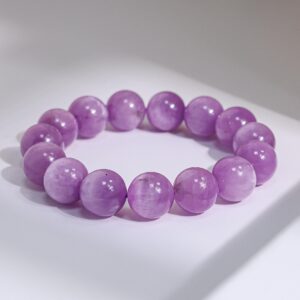 Genuine Natural Soft Purple Kunzite A Round Big Size Beads Gemstone Bracelet For Man And Woman