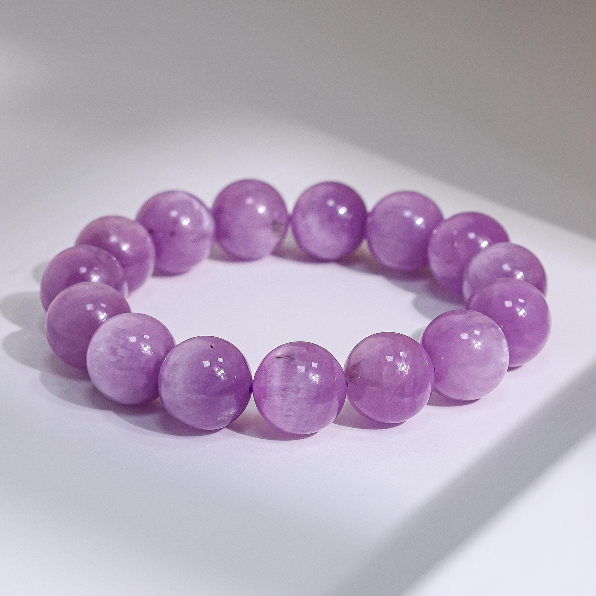 Genuine Natural Soft Purple Kunzite A Round Big Size Beads Gemstone Bracelet For Man And Woman