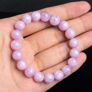 Green/purple Kunzite Beads Bracelet Genuine Natural Round Gemstone 7"/7.5"/8" /8.5"