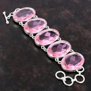 Handmade Pink Kunzite Bracelet: 925 Sterling Silver Adjustable Gemstone Jewelry