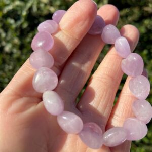 Kunzite Heart Shape Crystal Bracelet ~ 12 MM -