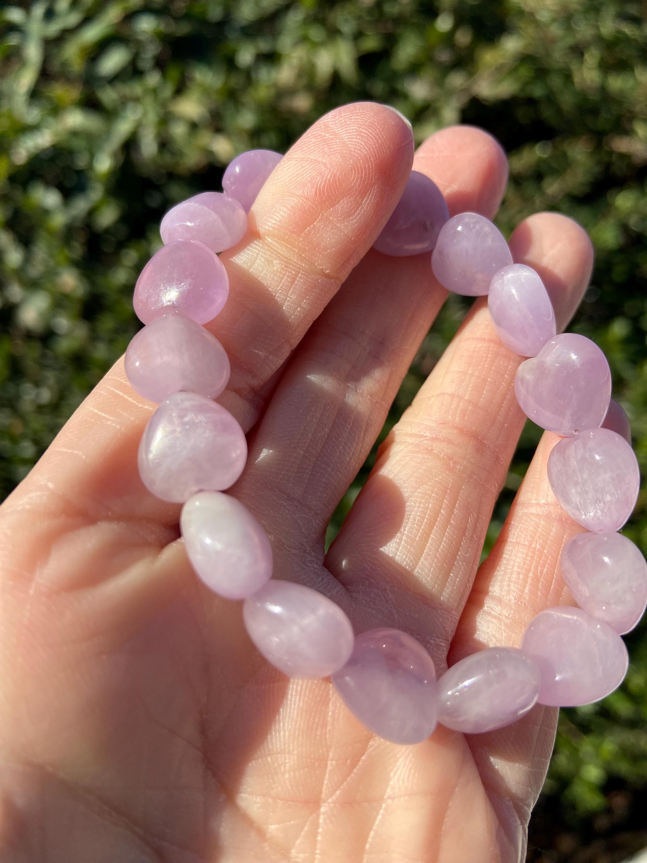 Kunzite Heart Shape Crystal Bracelet ~ 12 Mm -