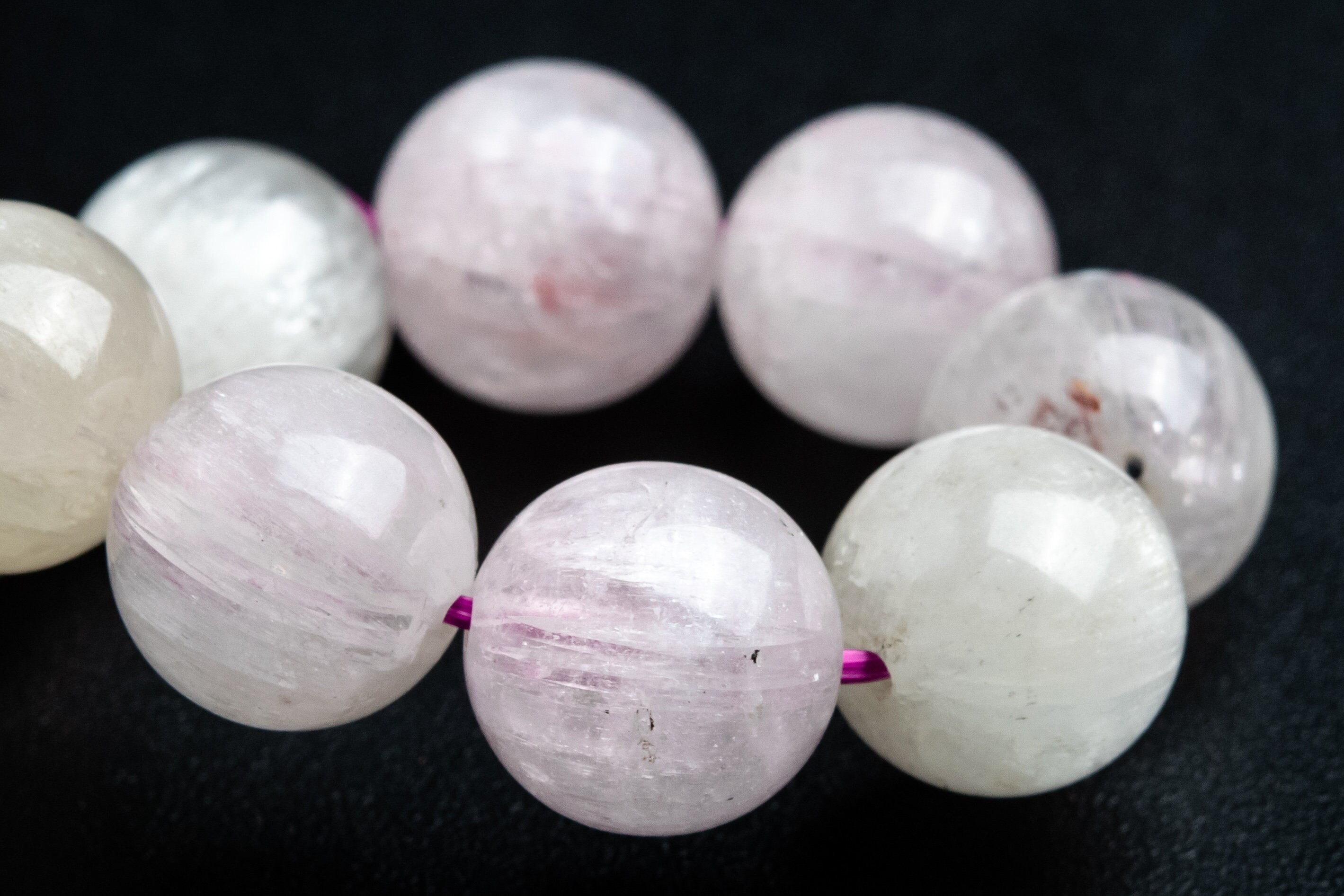 Only One 10-11mm Kunzite Beads Faint Purple Bracelet Brazil Grade Aa+ Genuine Natural Round Gemstone 8" (119396h-767)