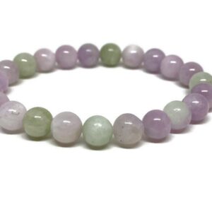 Bracelet Kunzite Verte Violette 8mm, Bijou Kunzite, Bracelet Chakra, Bracelet Violet, Bracelet énergétique, Bracelet Femme, Bracelet Homme