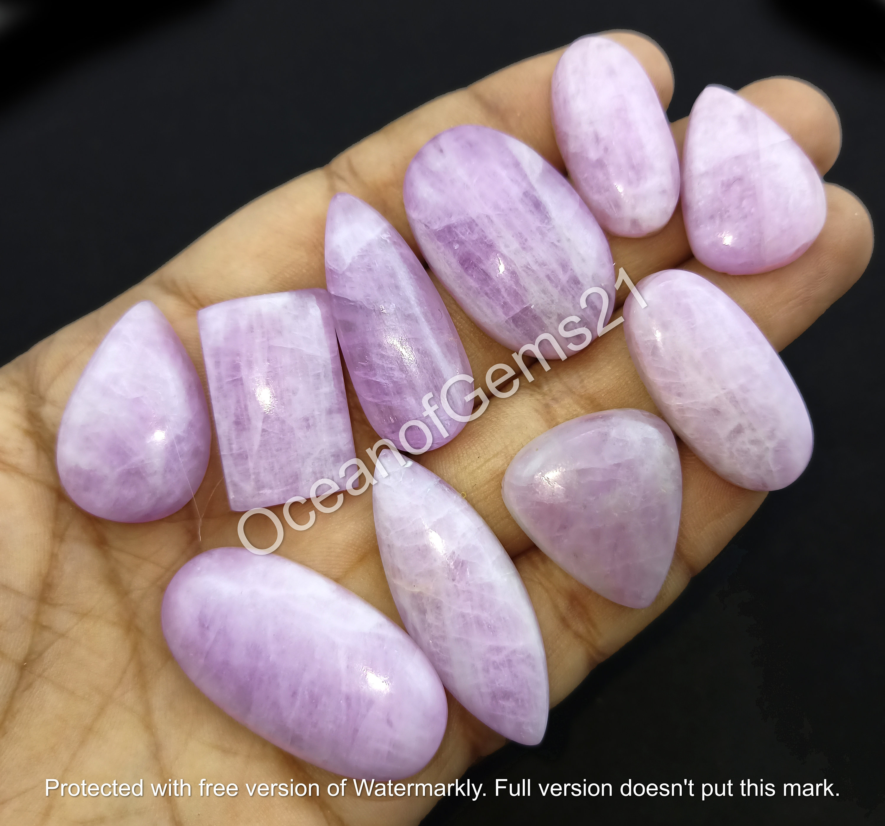 Aaa Grade Natural Kunzite Cabochon Gemstone For Making Jewelry, Pink Kunzite Hand Made Flat Back Cabochon, Kunzite Loose Gemstone Lot