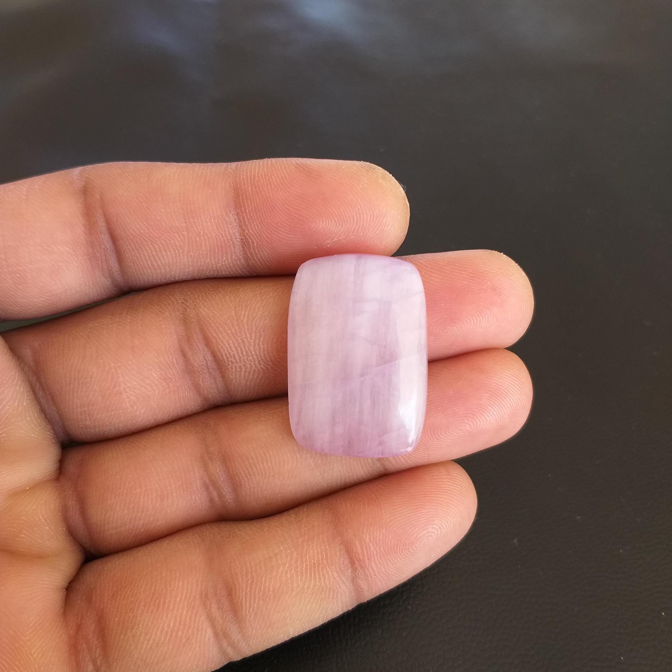 Handmade Kunzite Baguette Cabochon: 37.5 Carat Gemstone Pendant (29x20x6 Mm