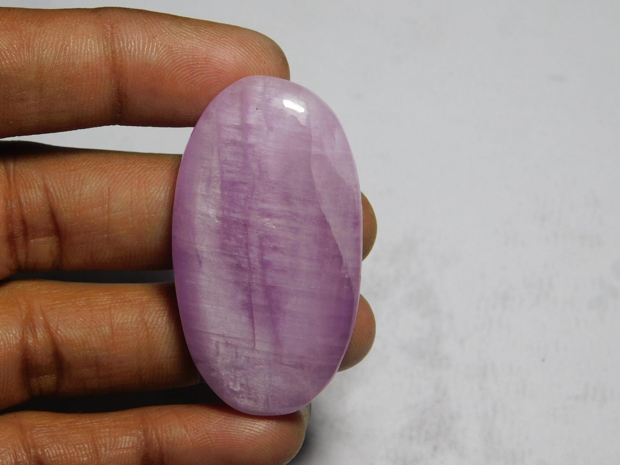 Natural Kunzite Cabochon Gemstone: Loose Semi-precious Jewelry (101cts, 47x26mm)