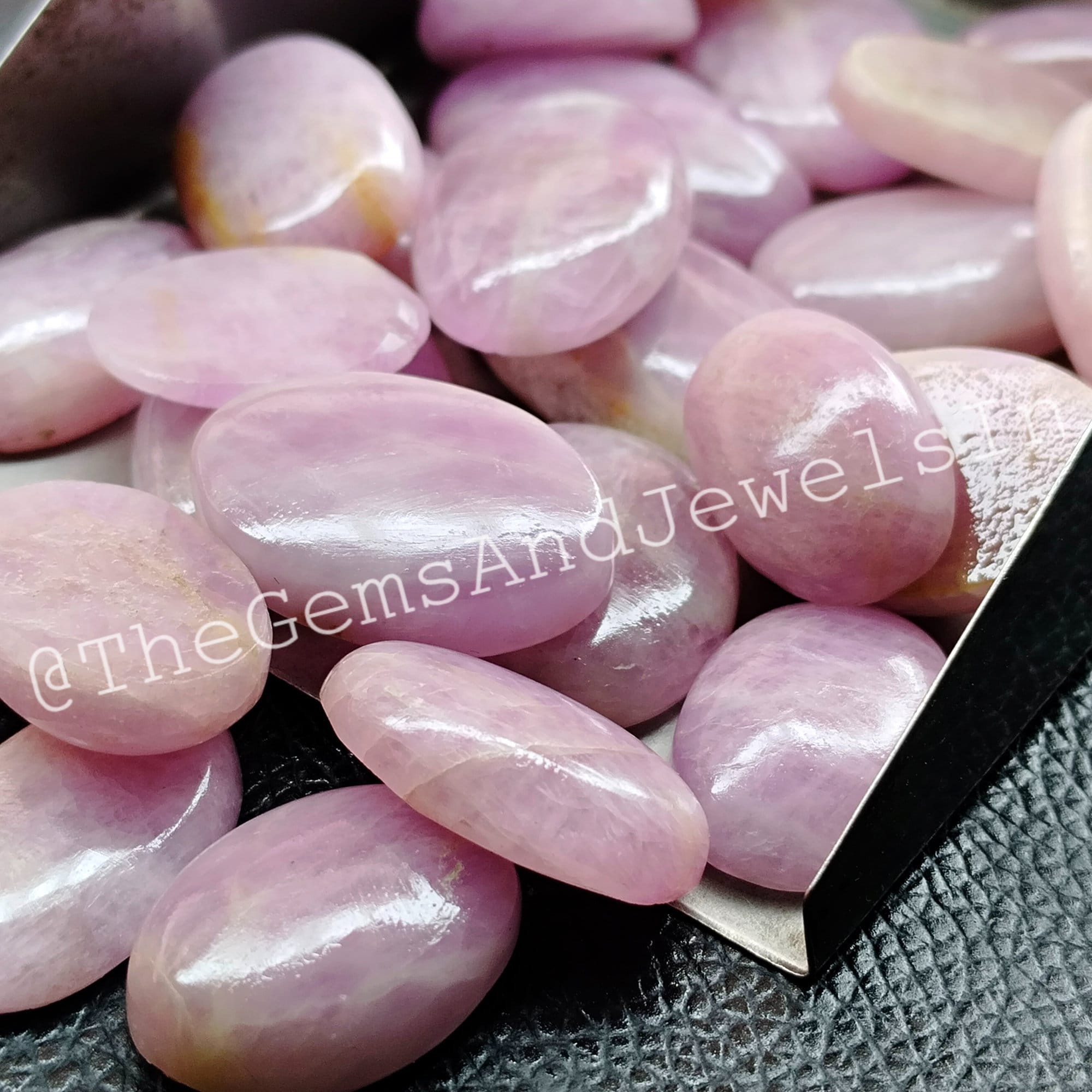 Natural Kunzite Cabochon Lot, Wholesale Loose Gemstone, Jewelry Making Stone