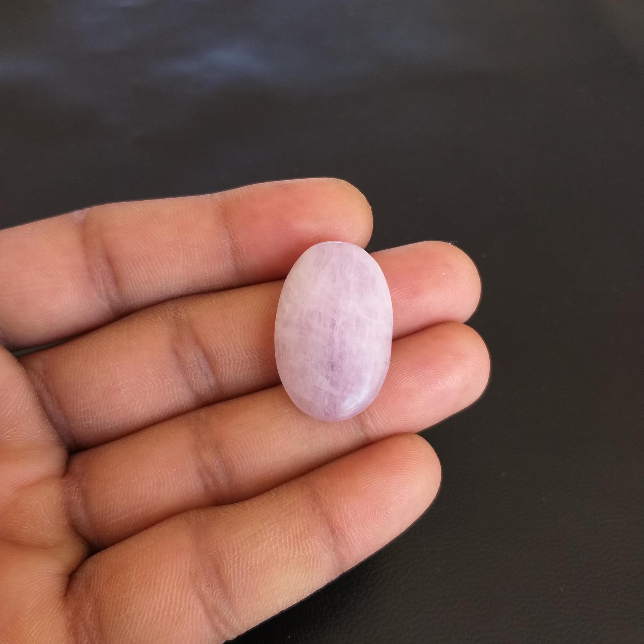 Natural Pink Kunzite Cabochon: 37.5 Carat Oval Shape Gemstone, 29x19x8 Mm