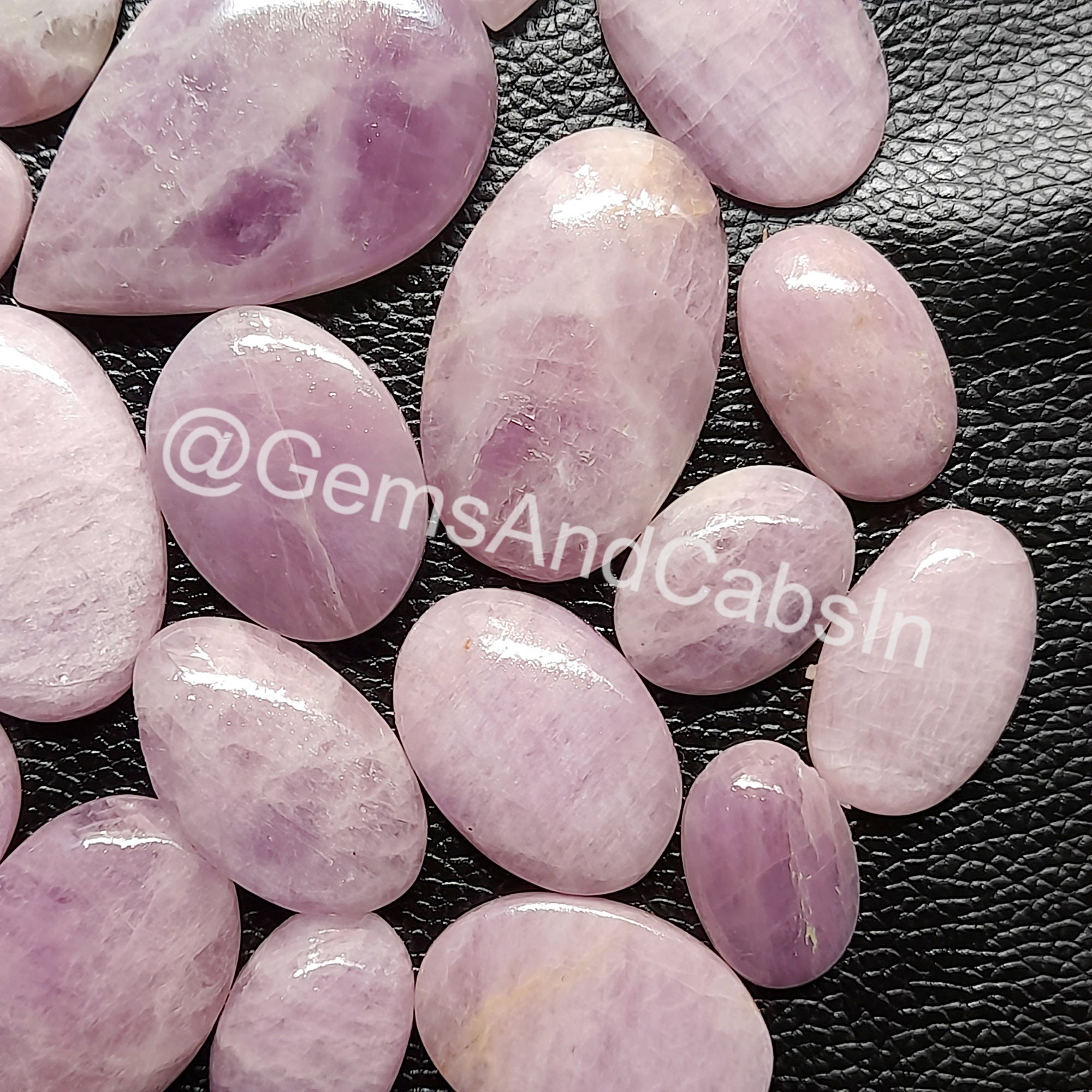 Natural Pink Kunzite Cabochon Lot, Loose Gemstone Crystals