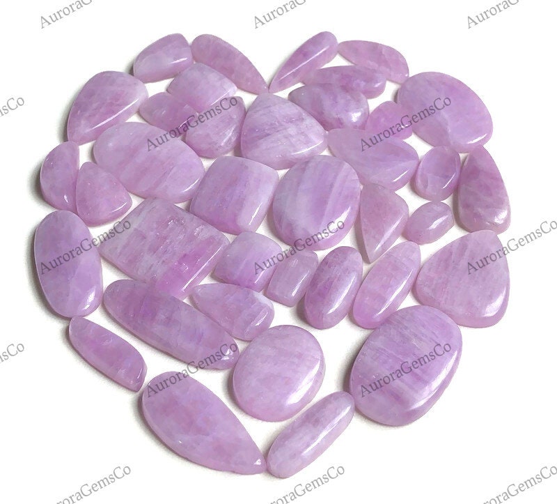 Natural Kunzite Cabochon Wholesale Lot, Mix Shapes And Size, Semi Precious Gemstone For Jewelry & Craft Making, Healing Crystal, Birthstone